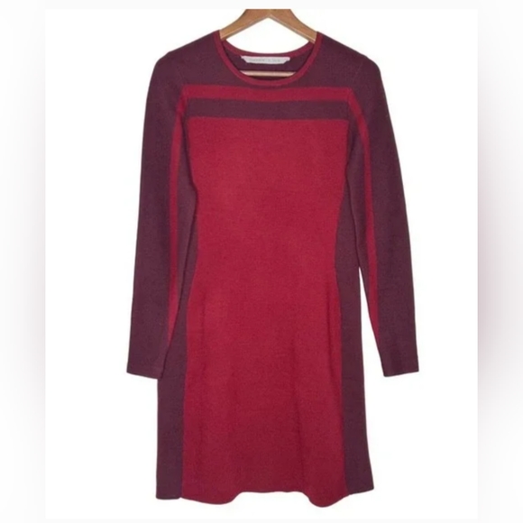 Athleta Boreal Dress Womens Small Red Colorblock Long Sleeve Wool Sweater Dress - Picture 3 of 4